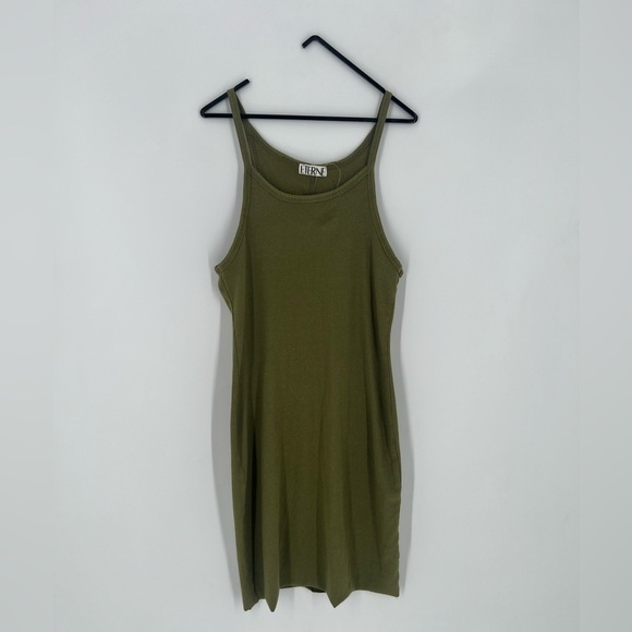 Eterne Ribbed Knit Tank Mini Dress In Olive - Picture 2 of 5
